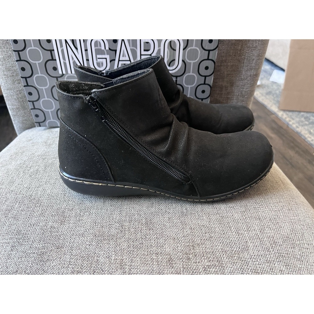 New! Ingaro Black Ankle Boots Bootie Size 9 Wide Side Zip Women's Claudia